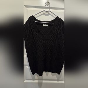 Black V-Neck Knit Sweater